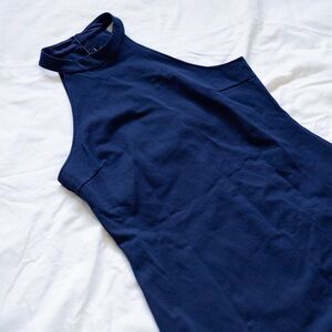 Aqua Halter-Like Navy Dress